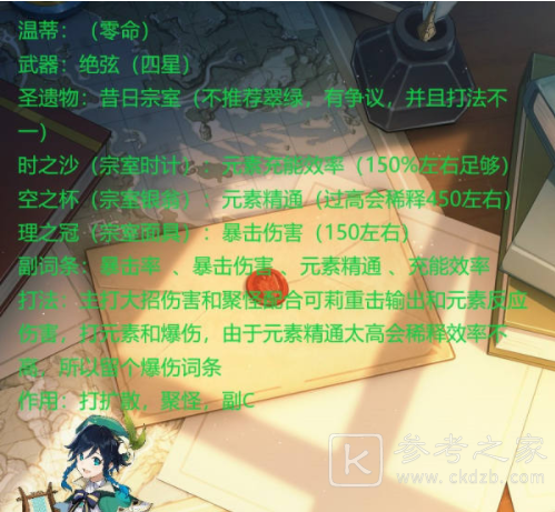 原神可莉温蒂奥迪娜及行秋阵容推荐 原神可莉温蒂奥迪娜及行秋搭配指南