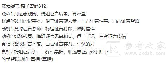 天涯明月刀蔽云疑案线索调查 蔽云疑案图文攻略