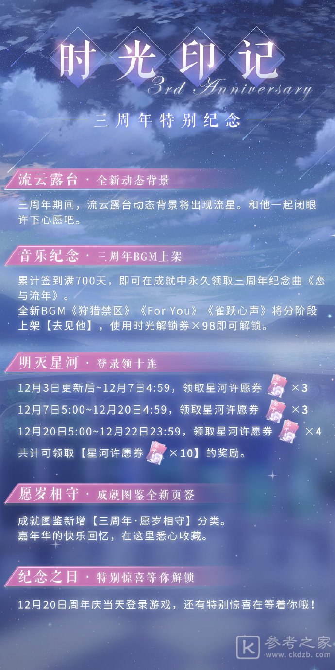 《恋与制作人》三周年时光印记活动内容介绍