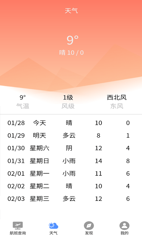 飞旅航班查询截图