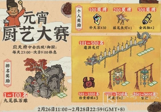 江南百景图御厨刷新时间是多久？御厨大赛奖励一览图片1