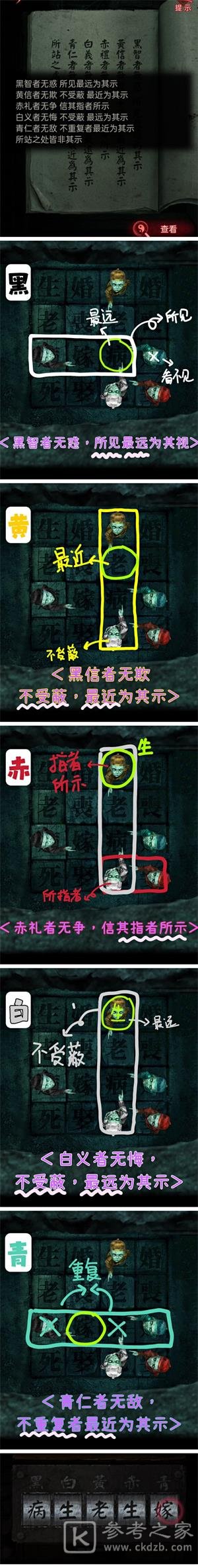纸嫁衣3鸳鸯债黑黄赤白青所示解谜攻略 纸嫁衣3鸳鸯债黑黄赤白青所示解谜攻略