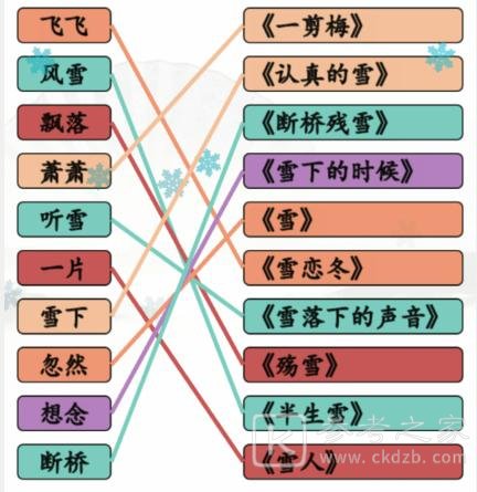 《汉字找茬王》雪之歌连线有雪的歌曲通关攻略