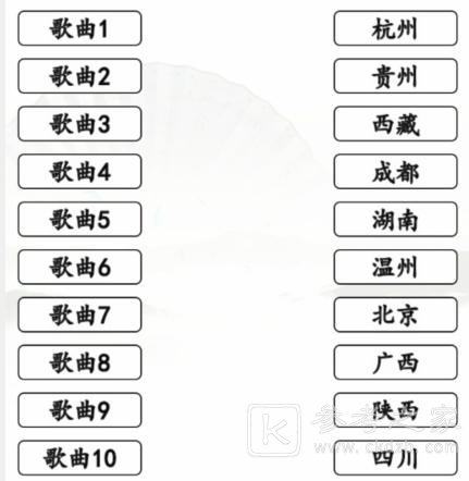 《汉字找茬王》搞笑省市歌找到对应的歌曲通关攻略