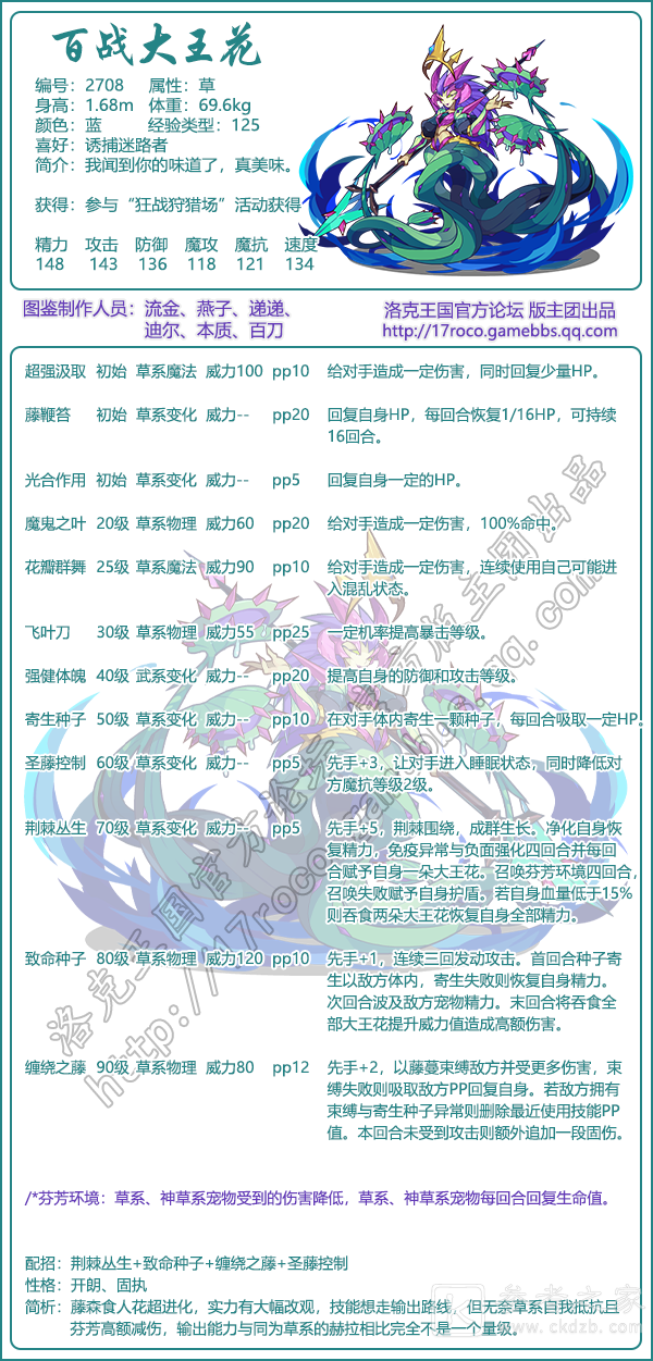 洛克王国百战大王花技能搭配推荐 洛克王国百战大王花技能怎么搭配好
