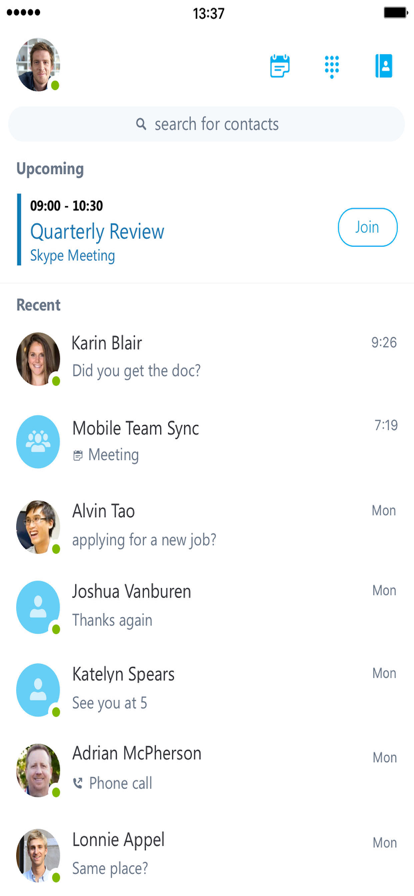 skype安卓手机版截图